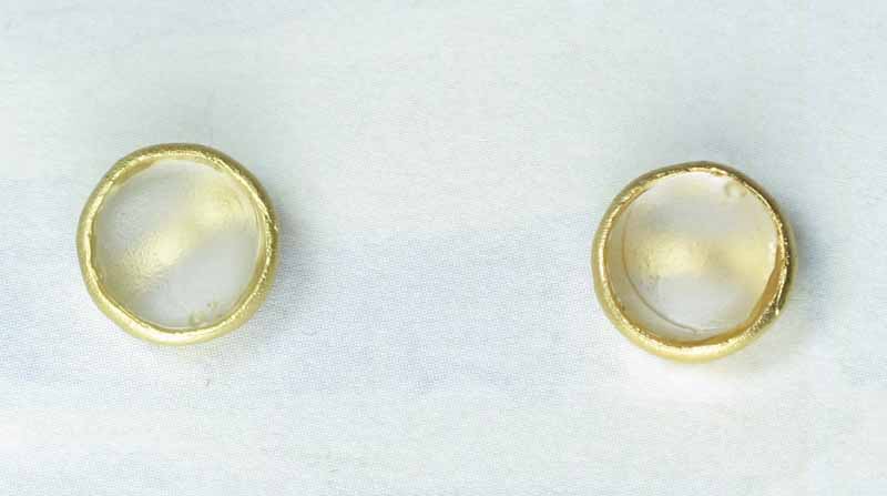 Cast Glass Post Earrings in Pearl